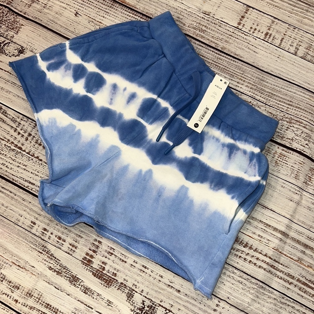 Aqua Tie Dye Cotton Shorts Blue Ombré